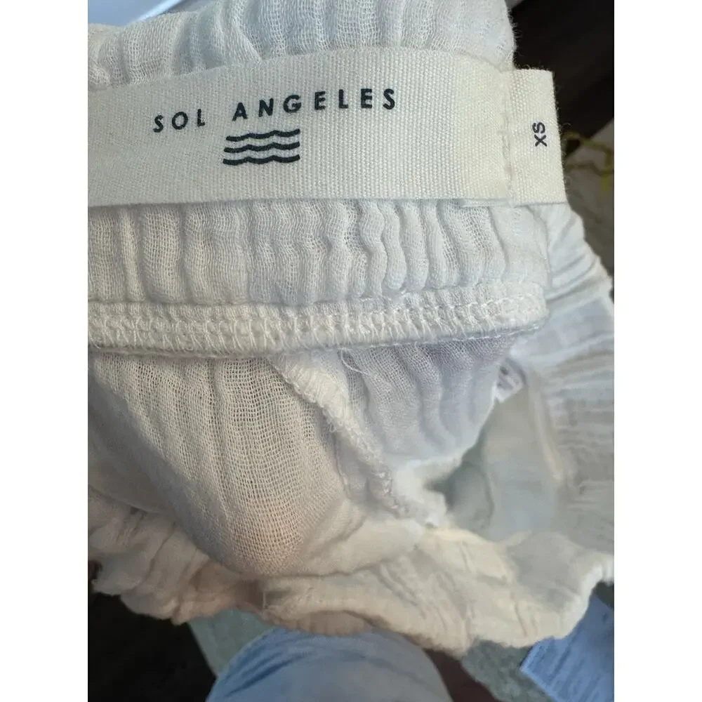 Sol Los Angeles Cotton Crepe Wide Leg Pants White XS